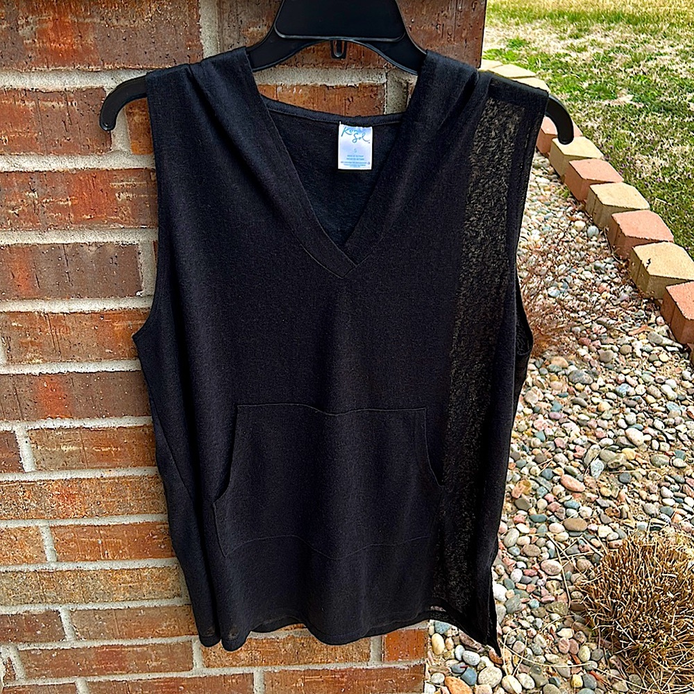 Kona Sol Ladies size S hooded black swimsuit 🩱 cover up w/pockets